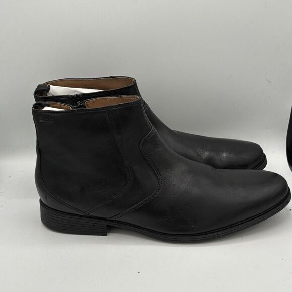 Clarks Men's Whiddon Zip Waterproof Black Leather Sz 14M - Picture 5 of 9